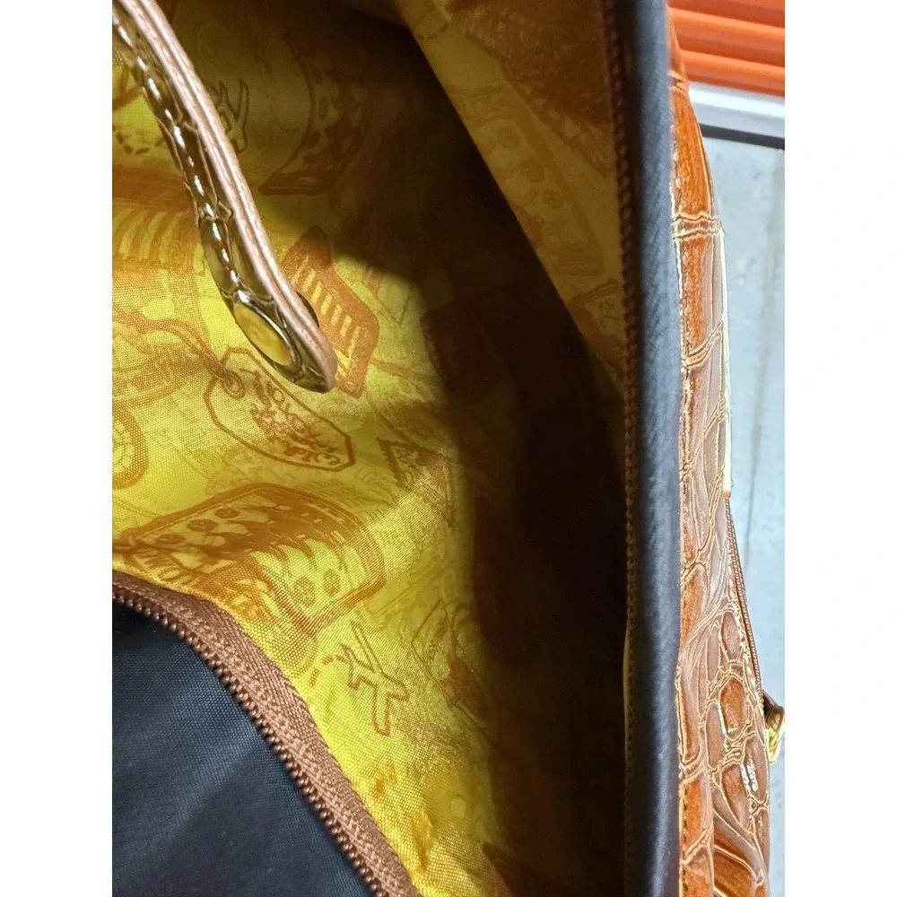Samantha Brown Convertible Backpack BLACK Nylon Croco Embossed Laptop Bag